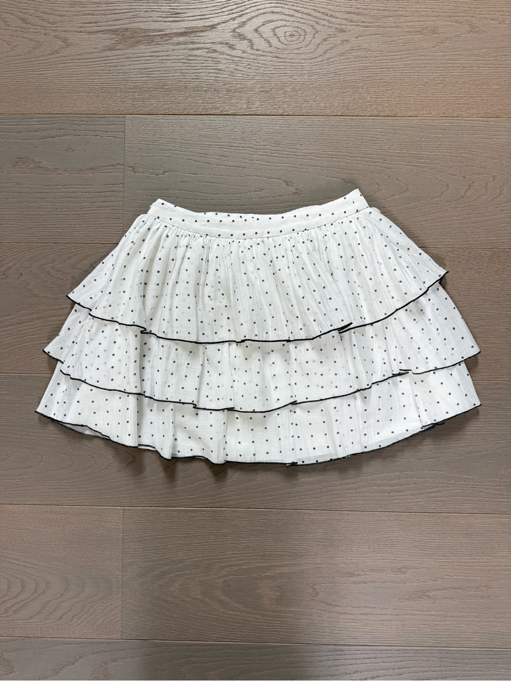 H&M White Mini Skirt with Black Polka Dots